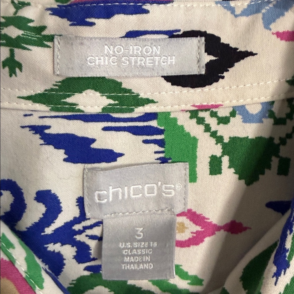 Chico's Multicolor Patterned Button Down Shirt - image 3